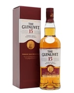 Glenlivet 15 år French Oak Reserve flaske med gylden whisky